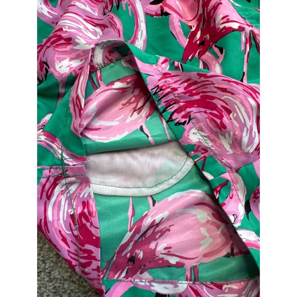 Men's Chubbies Flamingo Swim Trunks Size Medium Green Pink Lined Beach Shorts - Picture 6 of 8